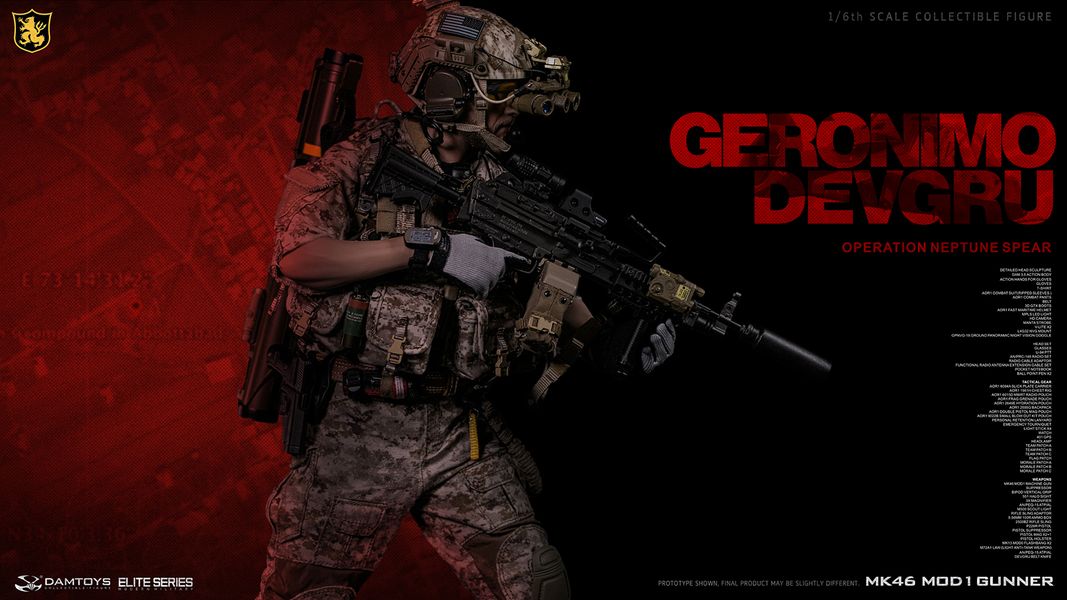 1/6 フィギュア　DEVGRU　カスタム DEVGRU Operation Neptune Spear Geronimo MK46 MOD1 Gunner